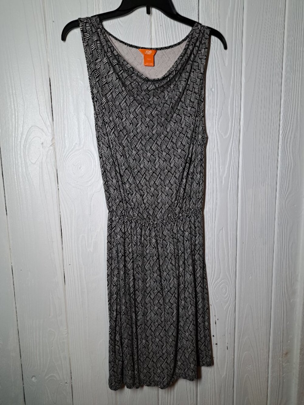 Joe Fresh Black and White Herringbone Sleeveless Cowl Neck Dress Size Small M